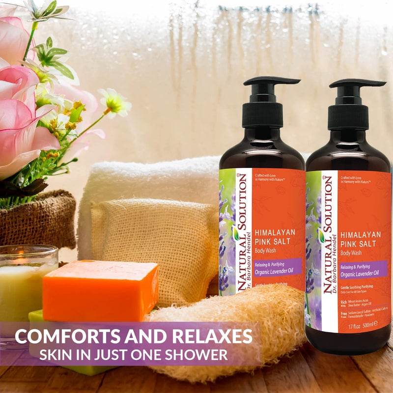 Natural Solution Body Wash, Made With Himalayan Pink Salt & Organic Lavender Oil, Purifying and Transforms The Even Driest Skin in Just One Shower, 17 fl oz (6 Count) - Image 4